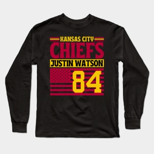 Kansas City Chiefs Watson 84 American Flag Football Long Sleeve T-Shirt